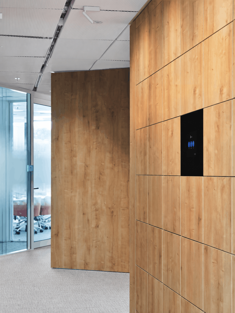 Smart workplace lockers at Slovak Telekom office.