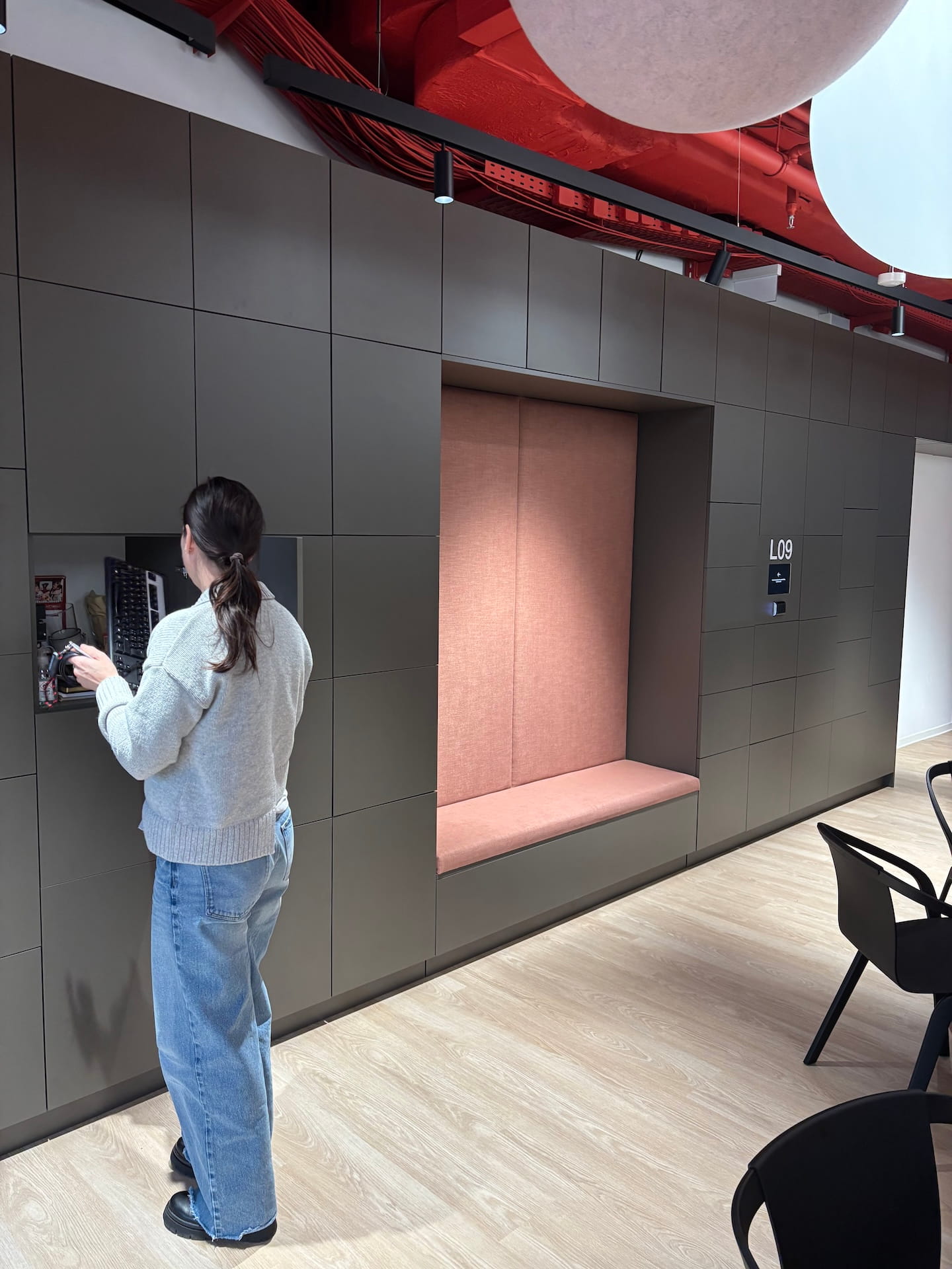 Smart workplace lockers at Slovak Telekom office.