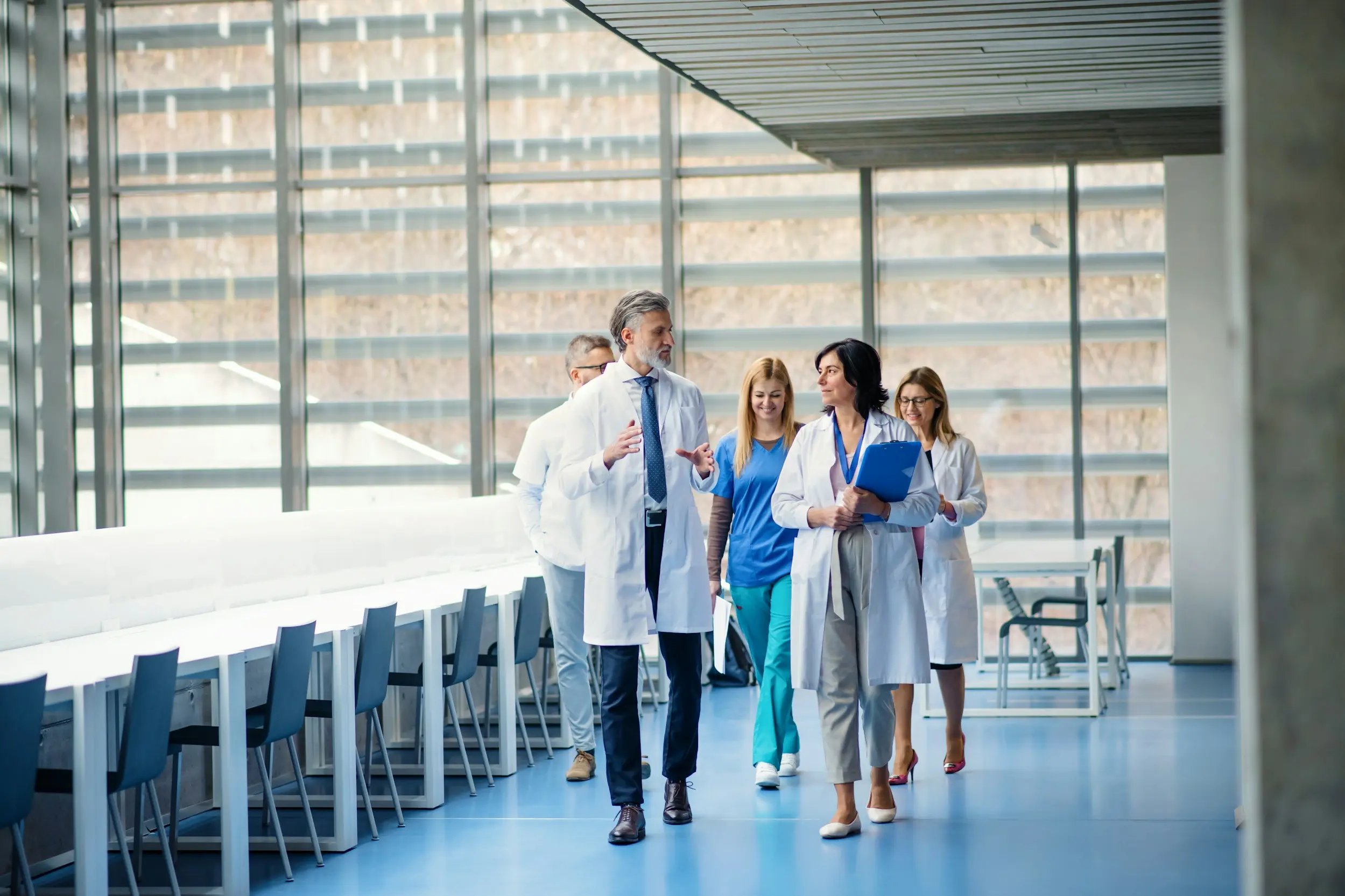 medical team walking together