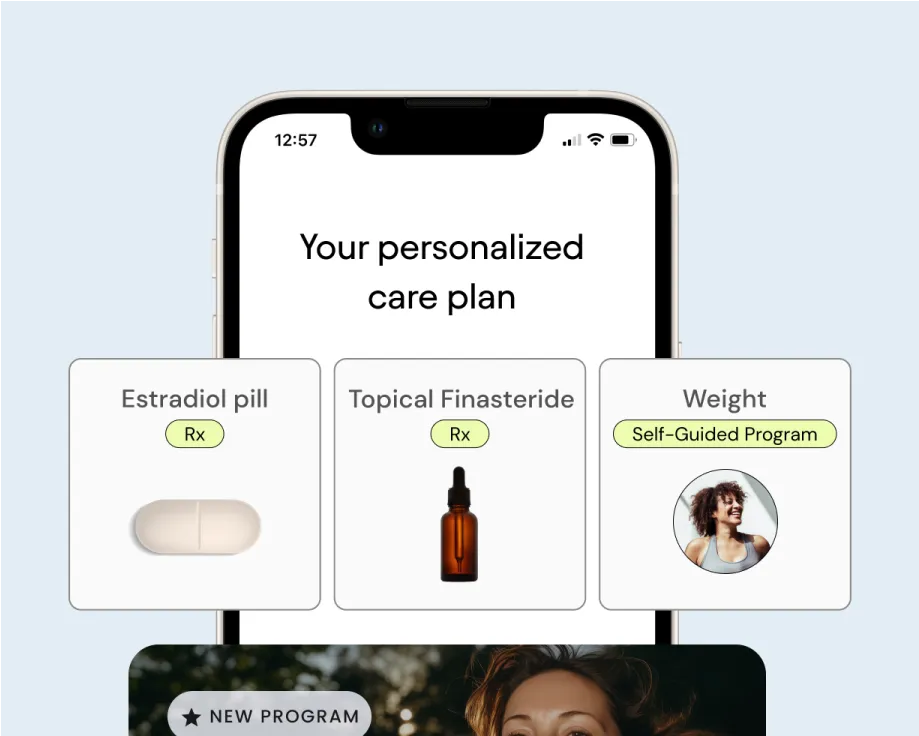 Personalized care plan app screenshot