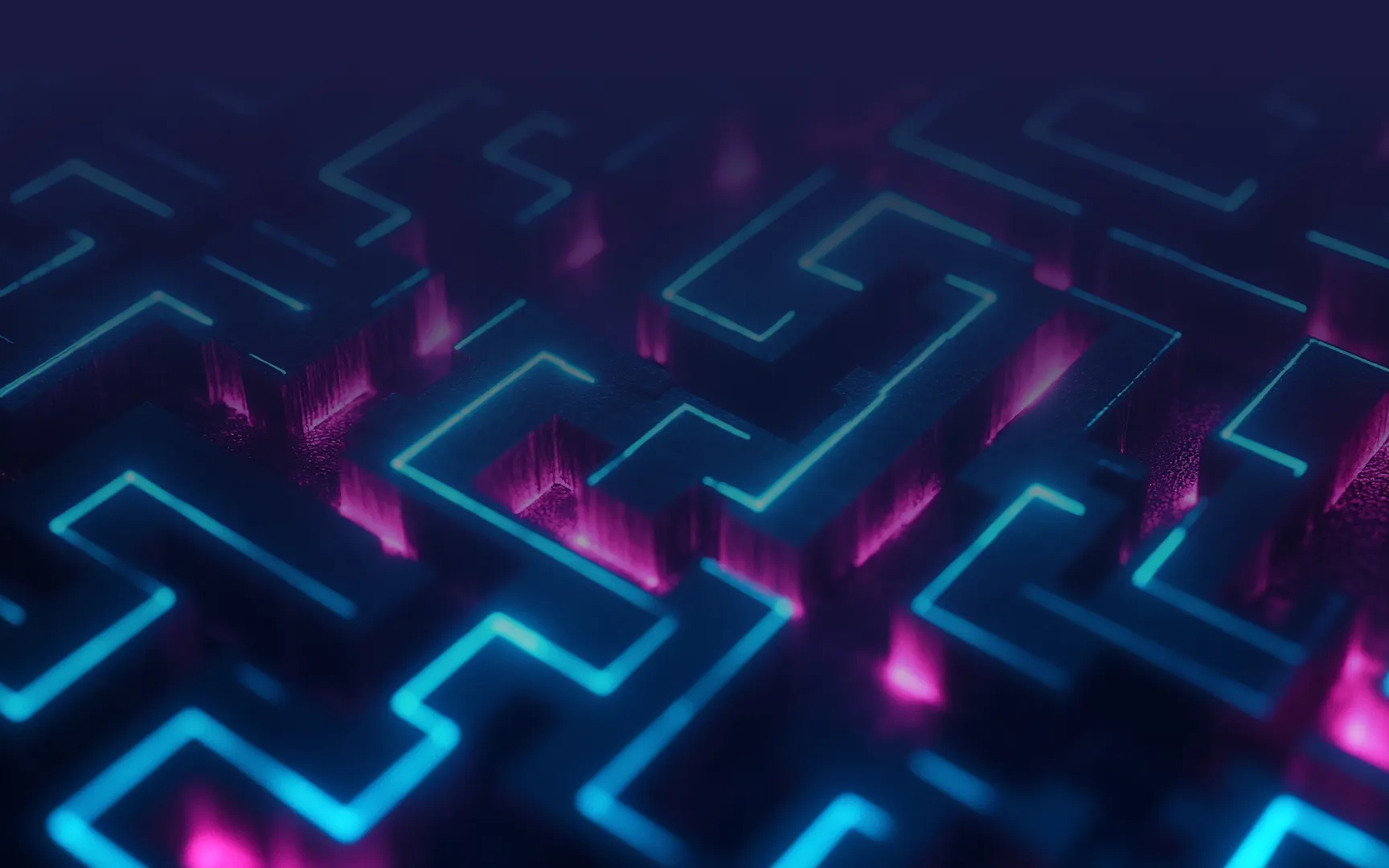 A computer generated image of a purple and blue maze.