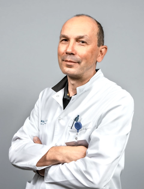 The photo shows Oleg Savka — neurosurgeon of Mashtaler Ortho&Trauma Medical Center