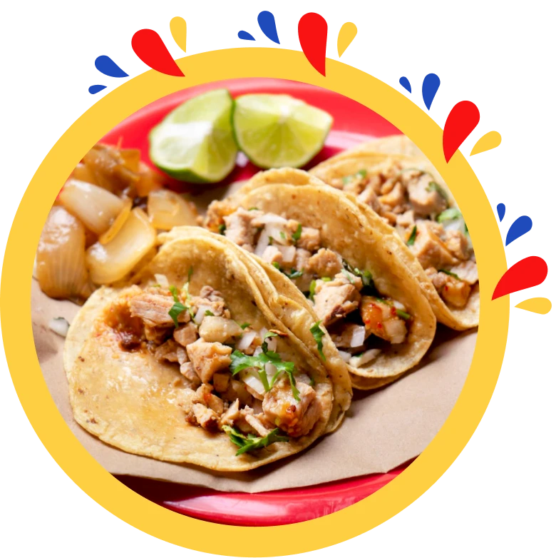 Tacos on corn tortillas at La Taquería Chiquitita