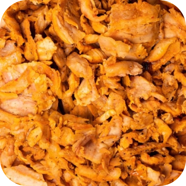 Seasoned meat prepared for tacos