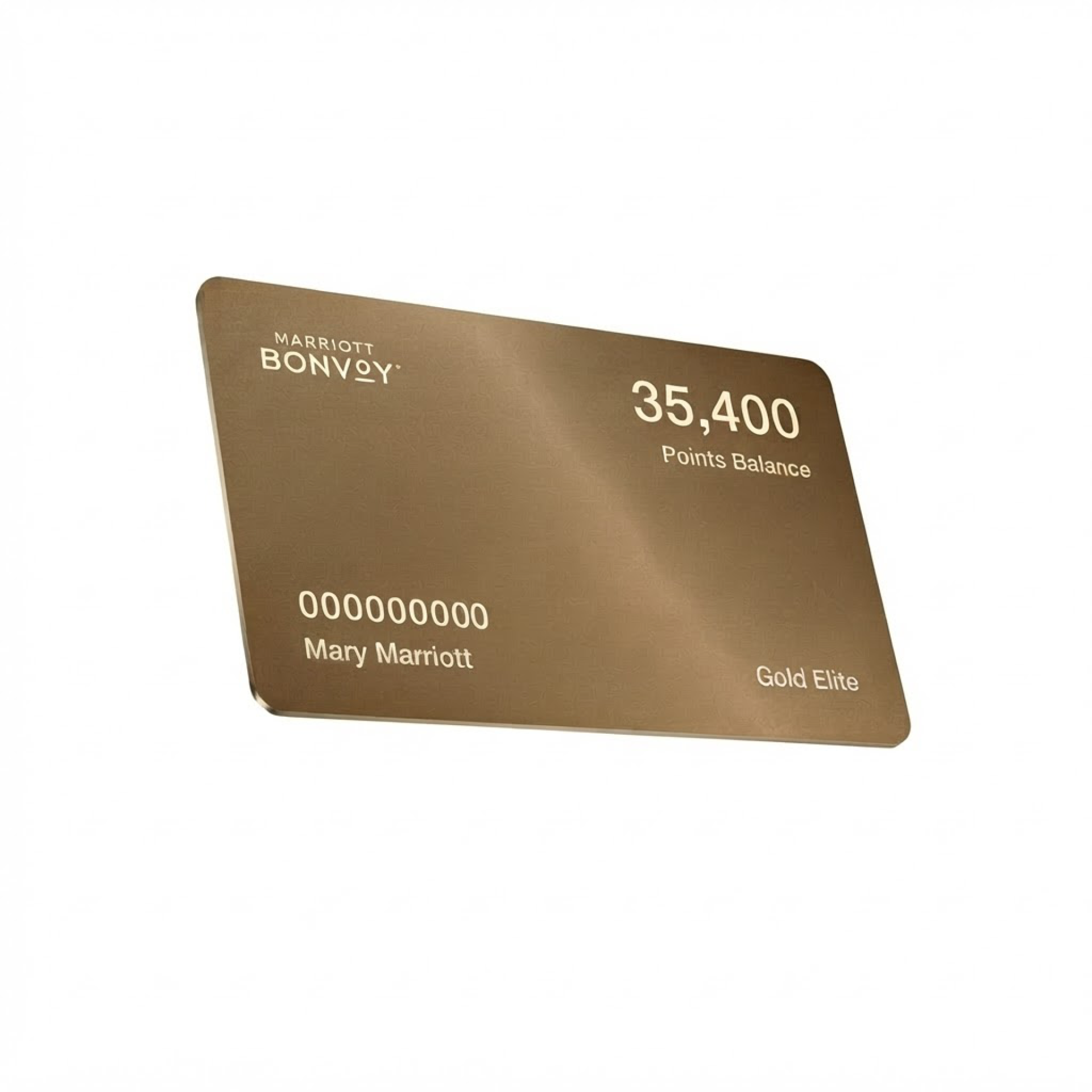 Gold Elite Marriott Bonvoy membership card showing a points balance