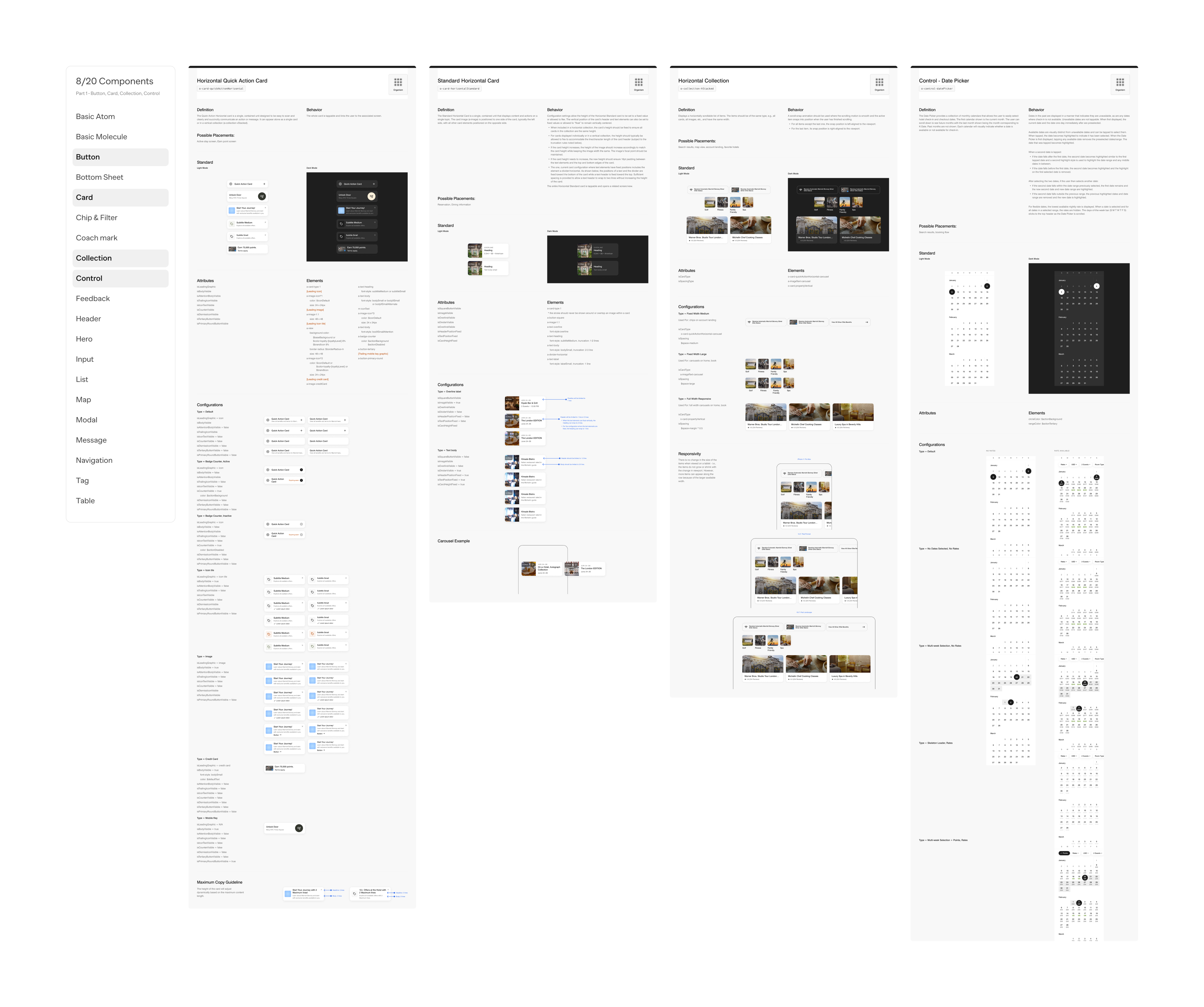 Component documentation for button, card, collection, and control
