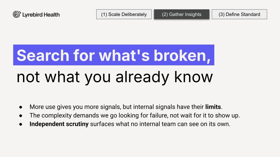 Search for what is broken, not what you already know. Independent scrutiny surfaces what no internal team can see on its own.