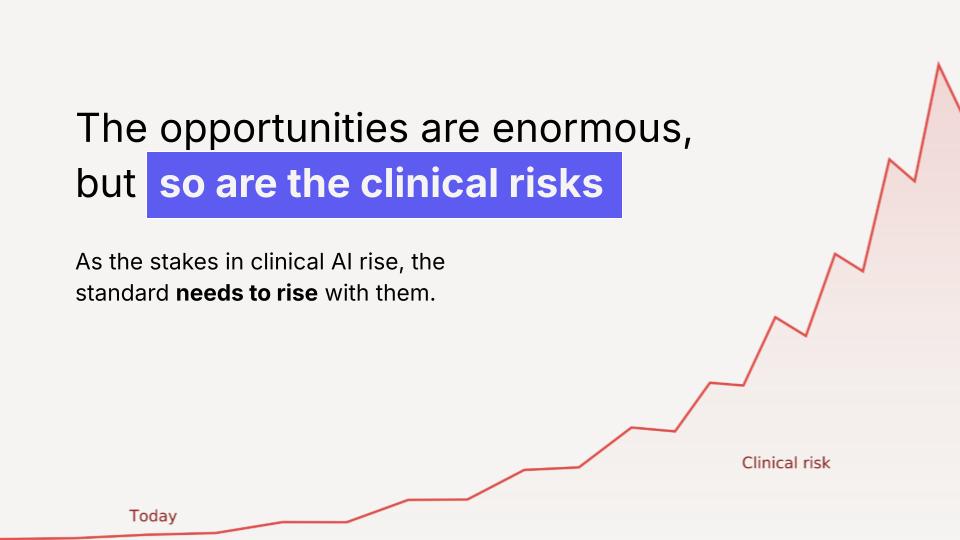 The opportunities are enormous but so are the clinical risks. As the stakes in clinical AI rise, the standard needs to rise with them.