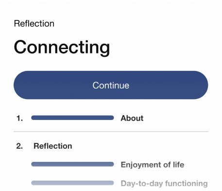 A phone screen of the Connecting Section from the What Matters Most web app.