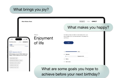 A Desktop and phone screen with the What Matters Most web app on it.
