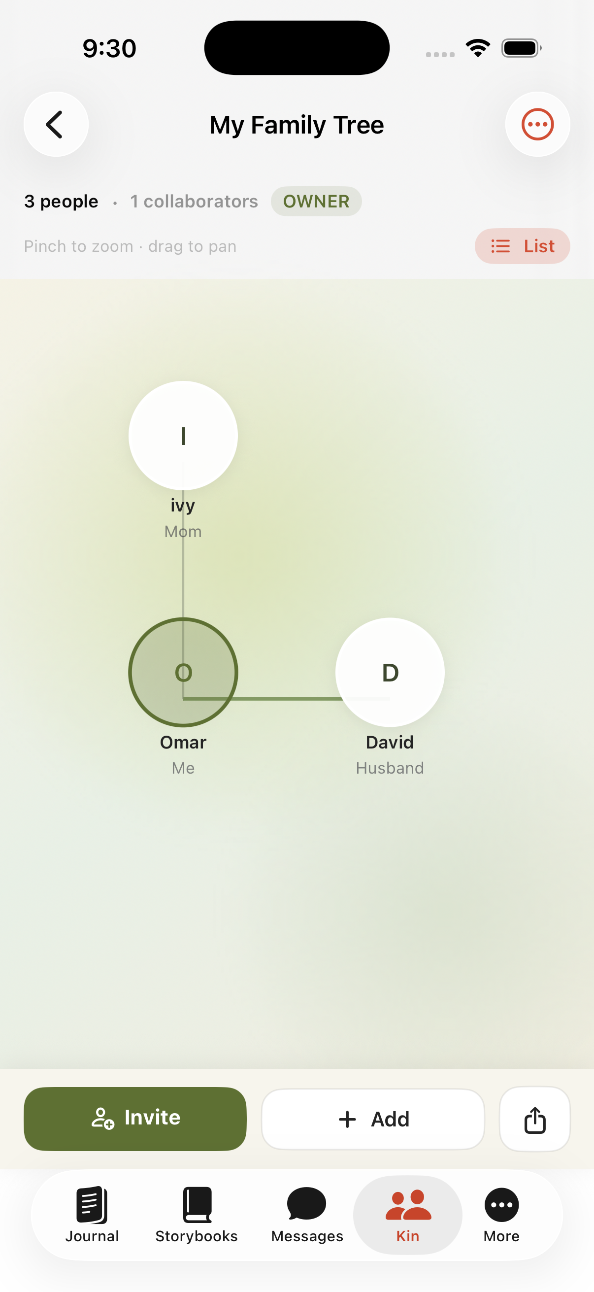 Kinnect Family Tree on iPhone