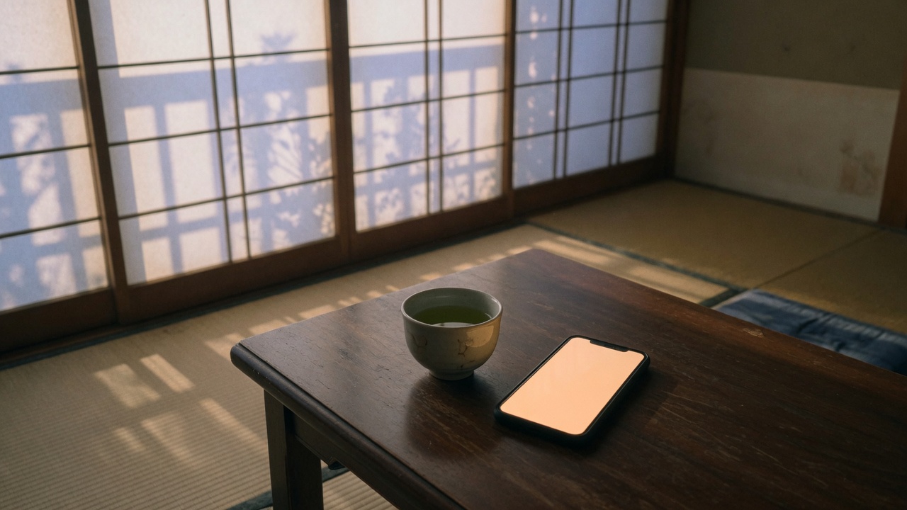 A Japanese morning. A phone on the table. A question waiting.