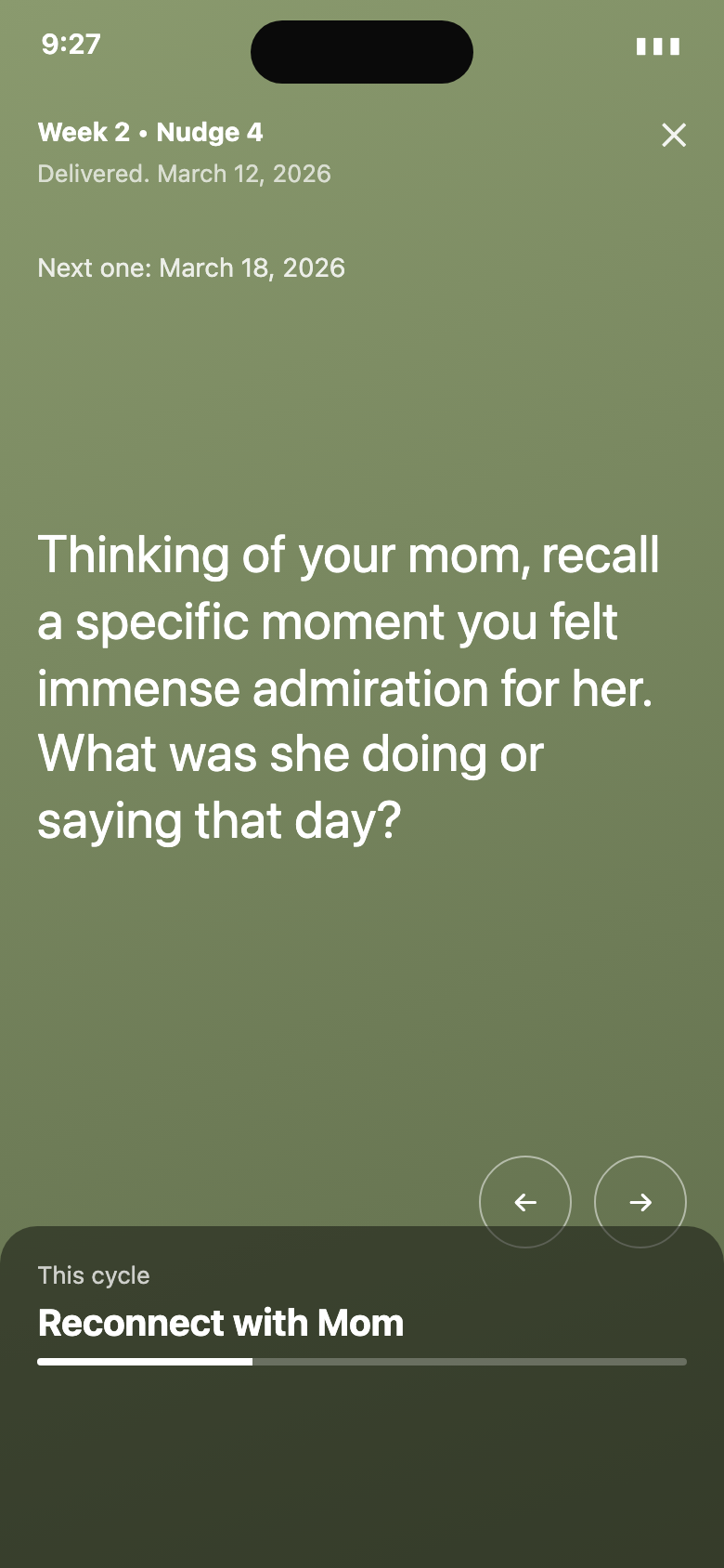 A Nudge prompt about your mom. Week 2, Nudge 4.