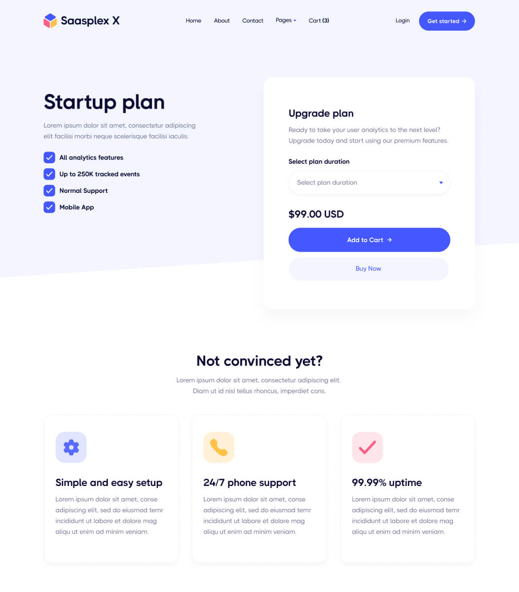 Pricing Single - Saasplex X Webflow Template
