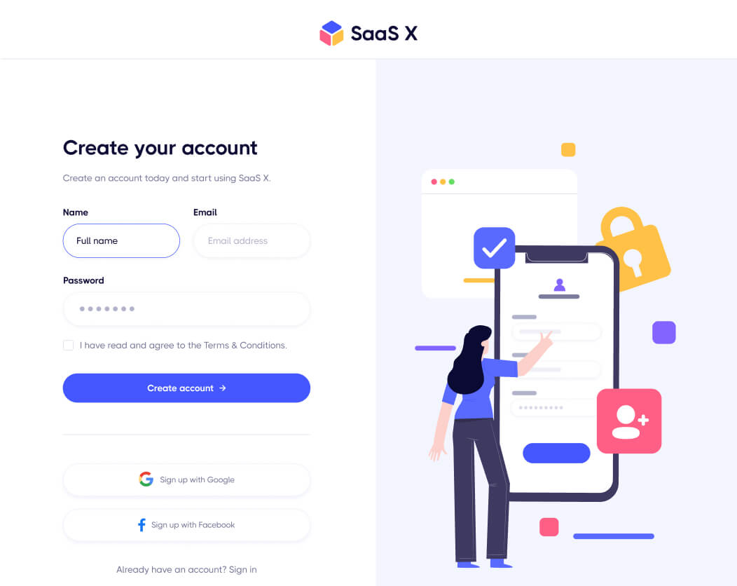 Sign Up - Saasplex X Webflow Template