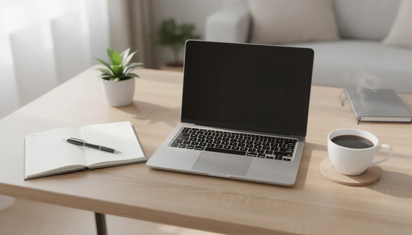 The image depicts a neatly organized desk featuring a planner, a laptop, and a coffee cup, symbolizing a conducive environment for nurse practitioner students as they navigate their clinical placements and preceptor matching process. This setup reflects the importance of planning and organization in achieving a fulfilling clinical experience in various healthcare specialties.