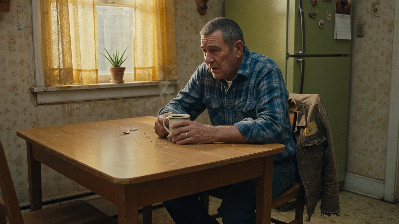 A father at the kitchen table.