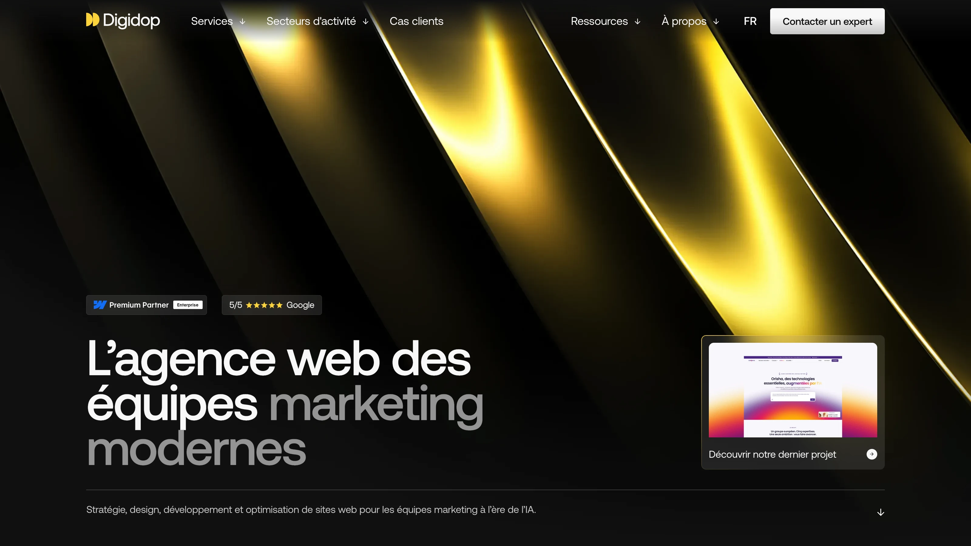 Page d’accueil de Digidop, agence Webflow Enterprise pour les équipes marketing