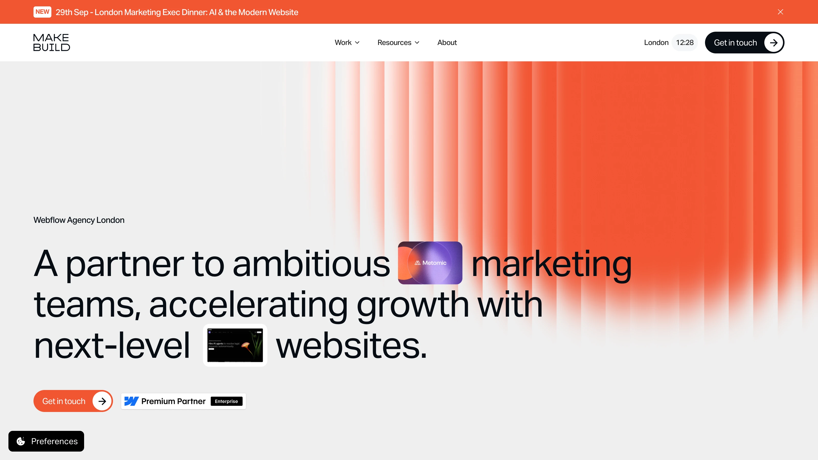 Page d’accueil de MakeBuild, agence Webflow Enterprise basée à Londres