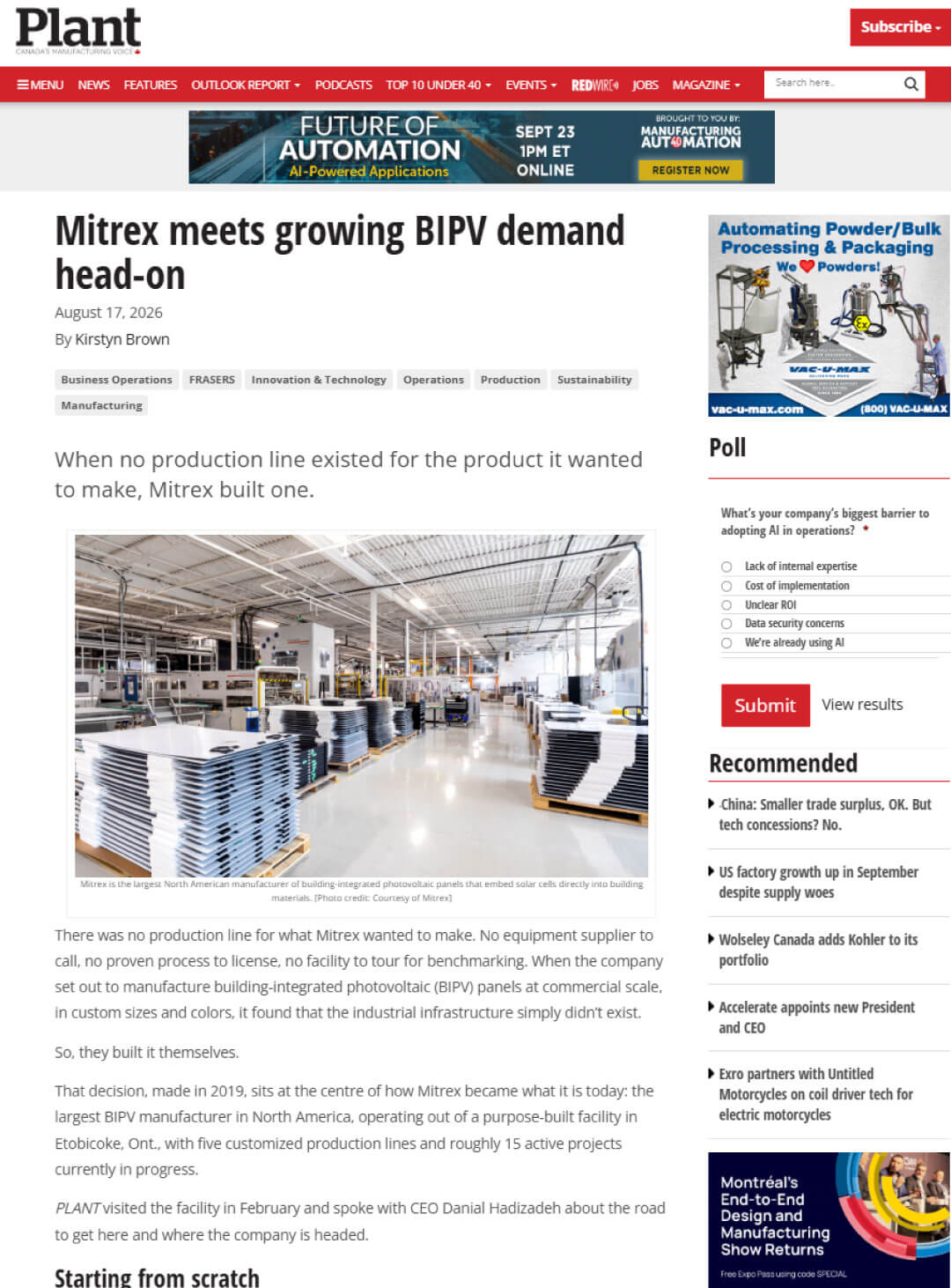 Mitrex meets growing BIPV demand head-on