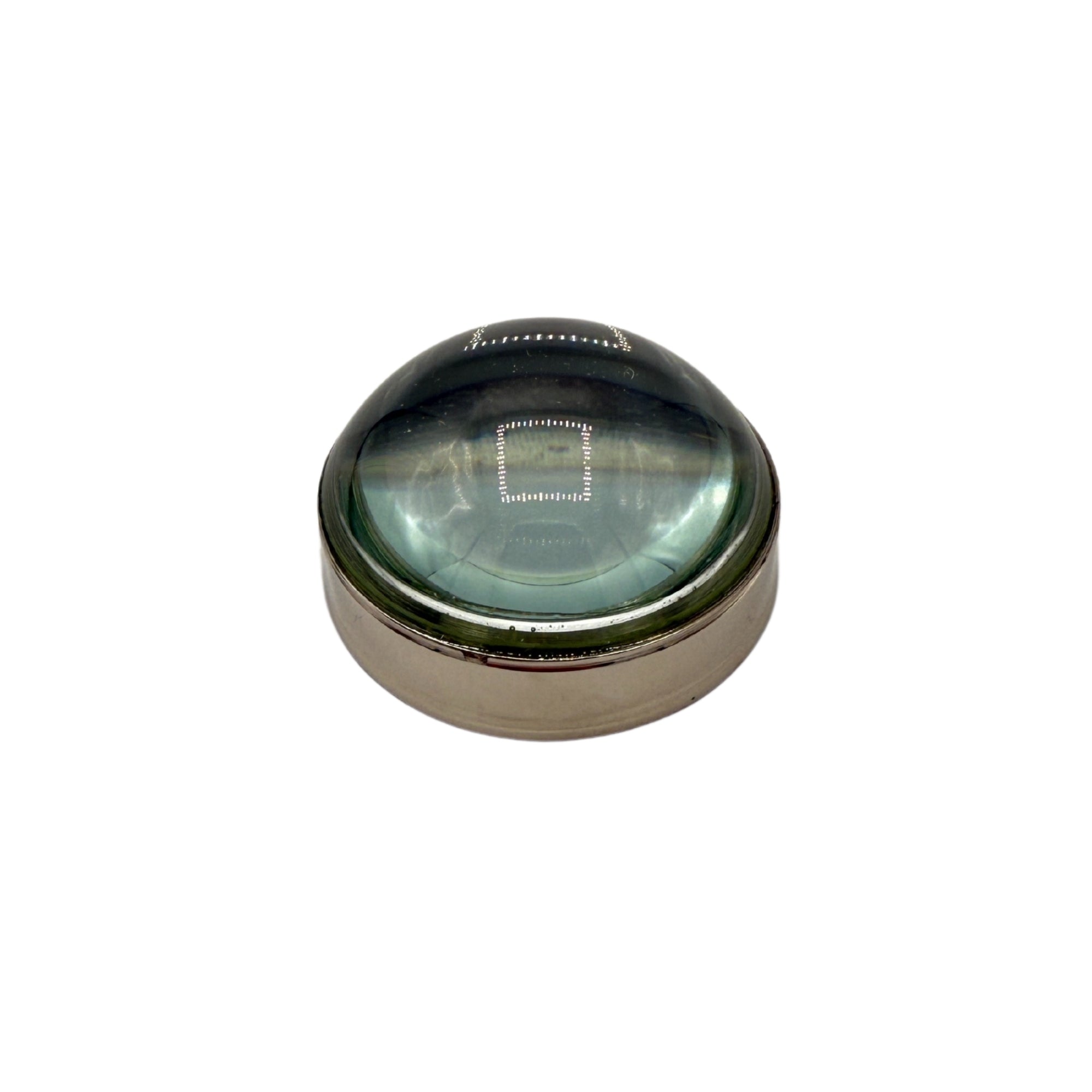 Loupe à poser en verre optique bombé avec base métallique argentée