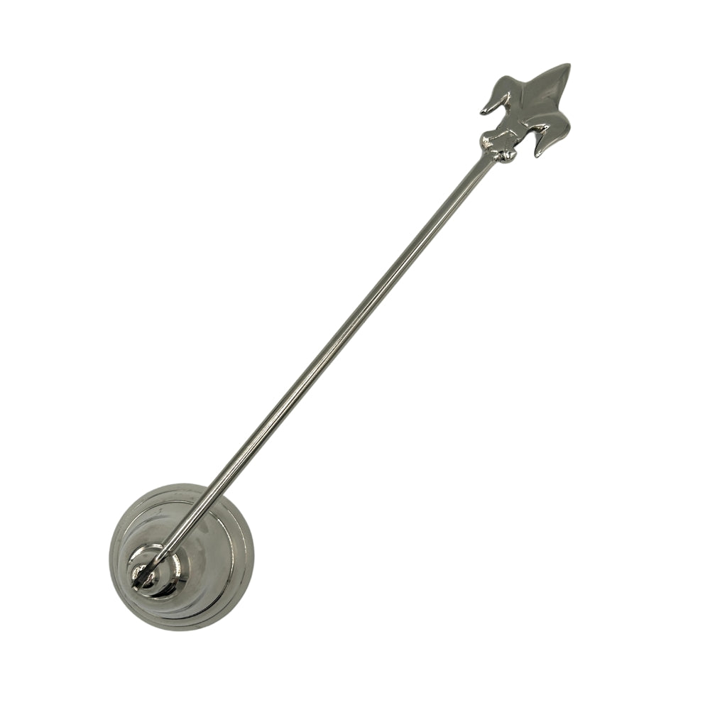 Eteignoir long en métal chromé argenté avec embout fleur de lys