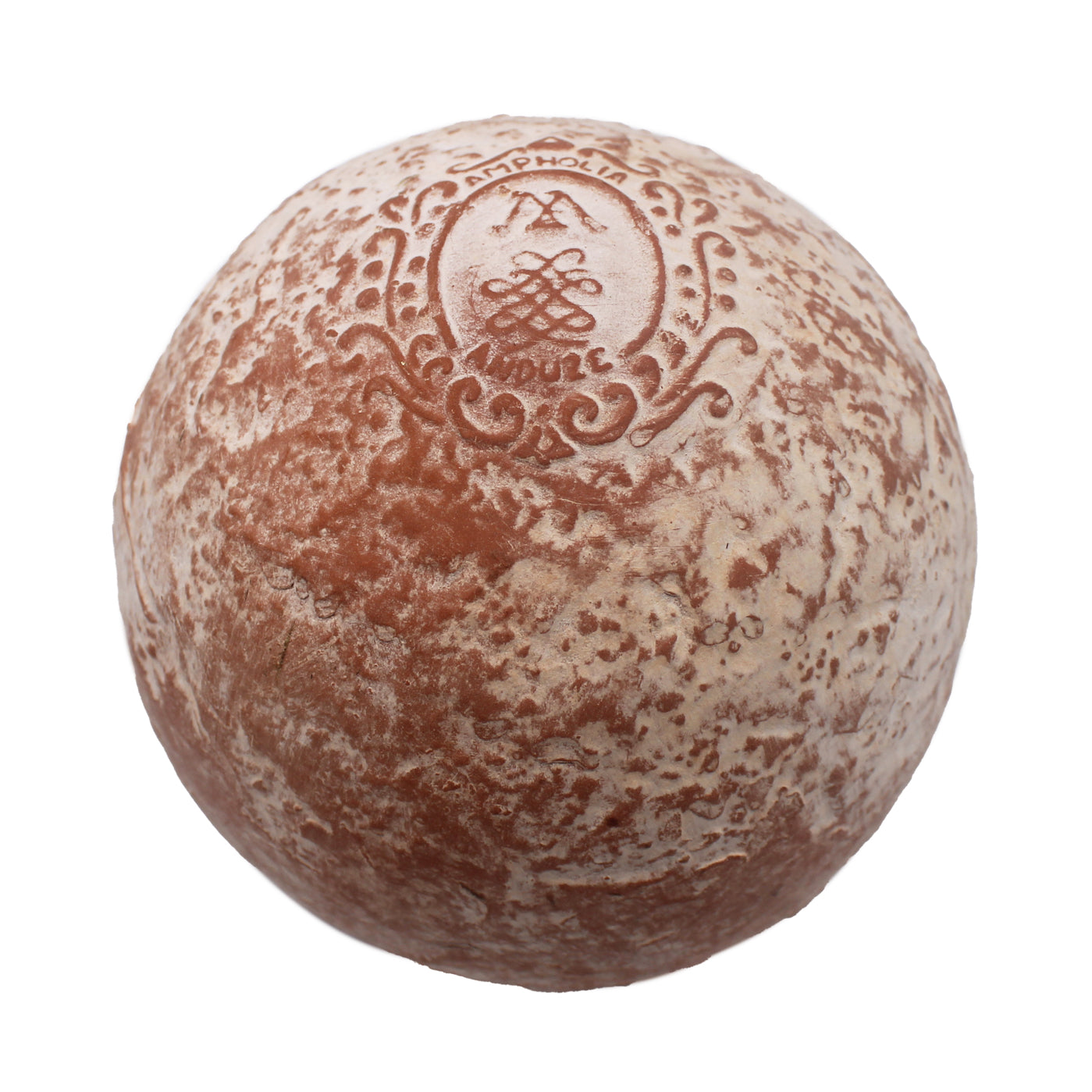 Boule parfumée en terre d'Anduze rosée patinée, écusson en relief