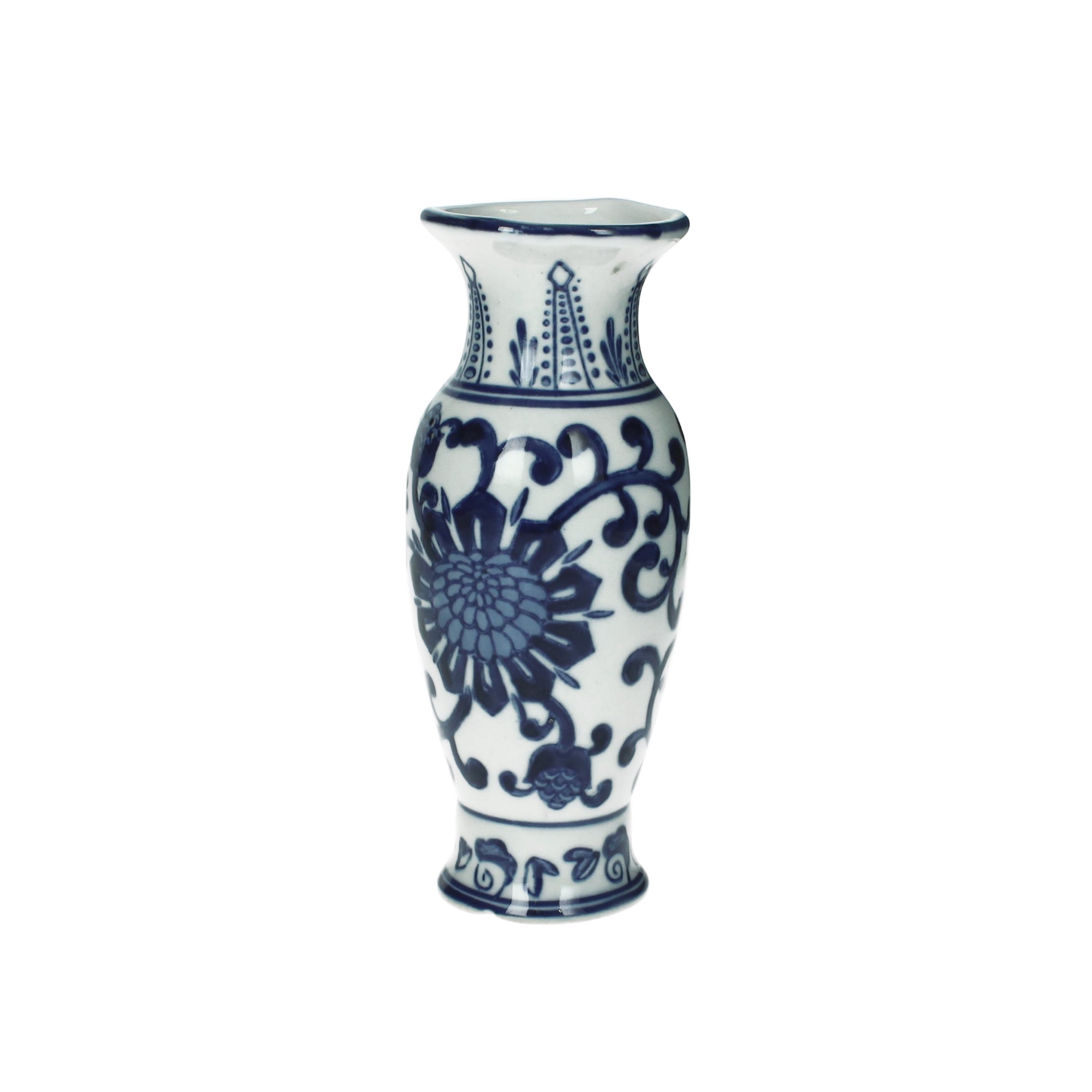 Vase en porcelaine blanche et bleue à motifs floraux, avec couvercle