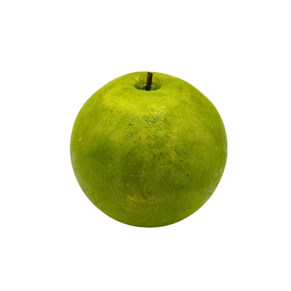 Pomme verte en marbre de Carrare, sculptée et polie à la main avec tige brune