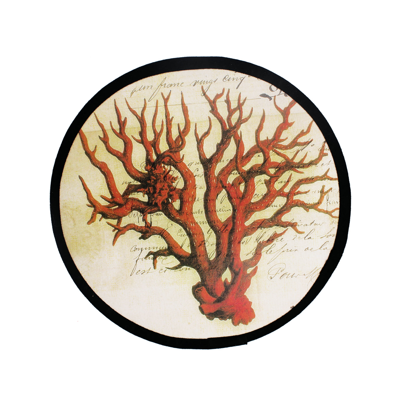 Abat-jour circulaire noir et orange en carton, motif de corail rouge