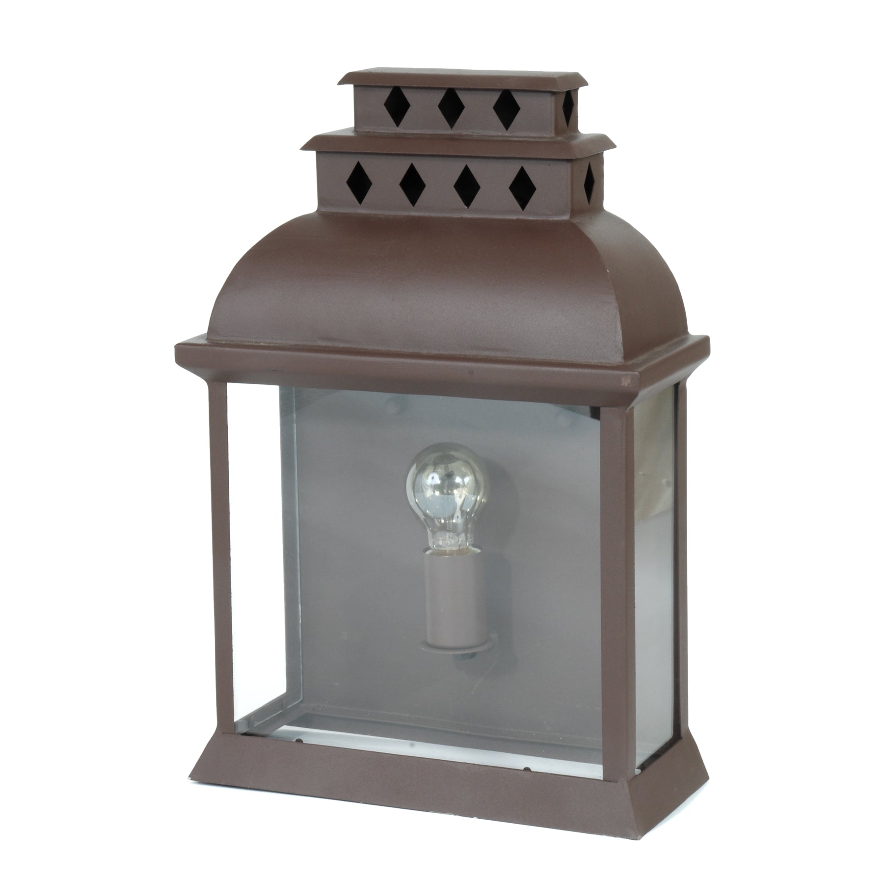 Applique d'extérieur Brissac en fer forgé brun vitré avec lampe visible