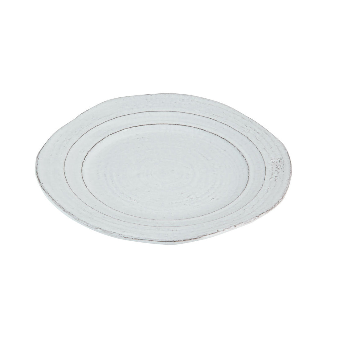 Assiette à dessert ovale en terre cuite Galestro blanche, bord naturel patiné
