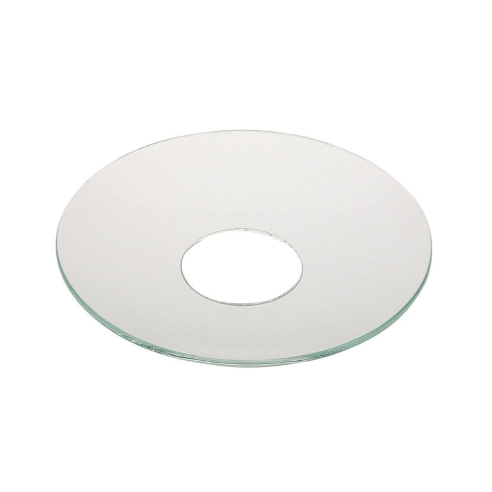 Bobèche ronde en verre transparent avec trou central pour bougie
