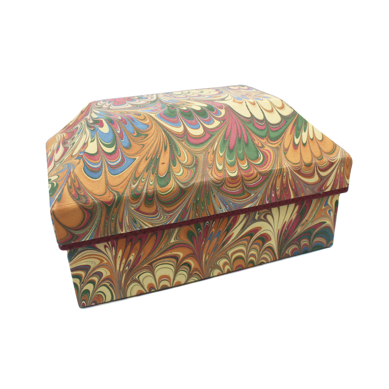 Boîte de rangement en carton à papier marbré multicolore, format moyen