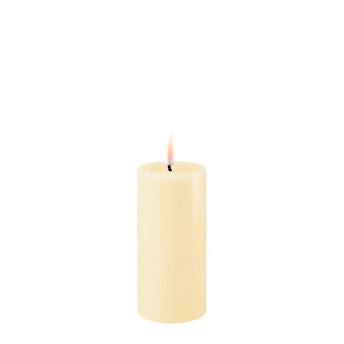 Bougie LED crème à effet miroir, flamme blanche, forme cylindrique