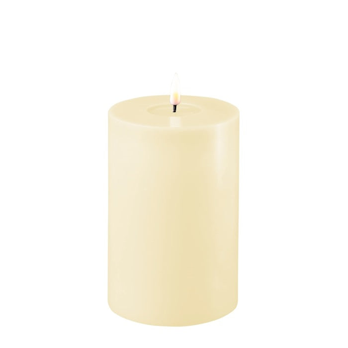 Bougie LED crème à effet miroir, flamme blanche et corps cylindrique