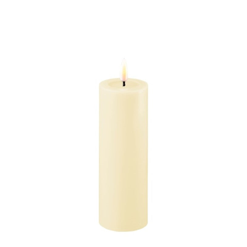 Bougie LED crème à effet miroir, flamme blanche et forme cylindrique