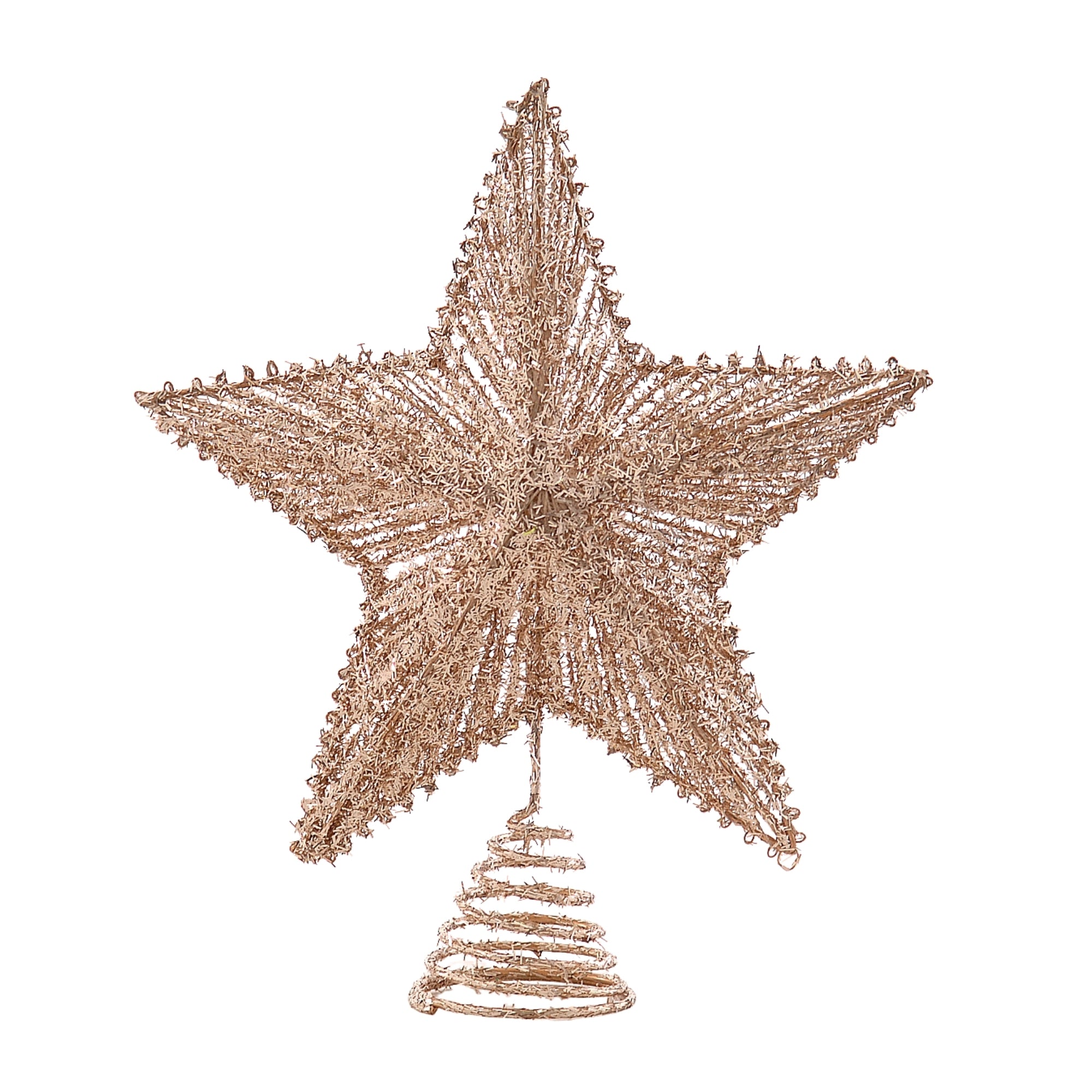 Cimier étoile dorée à cinq branches en tressage métallique scintillant avec base spirale