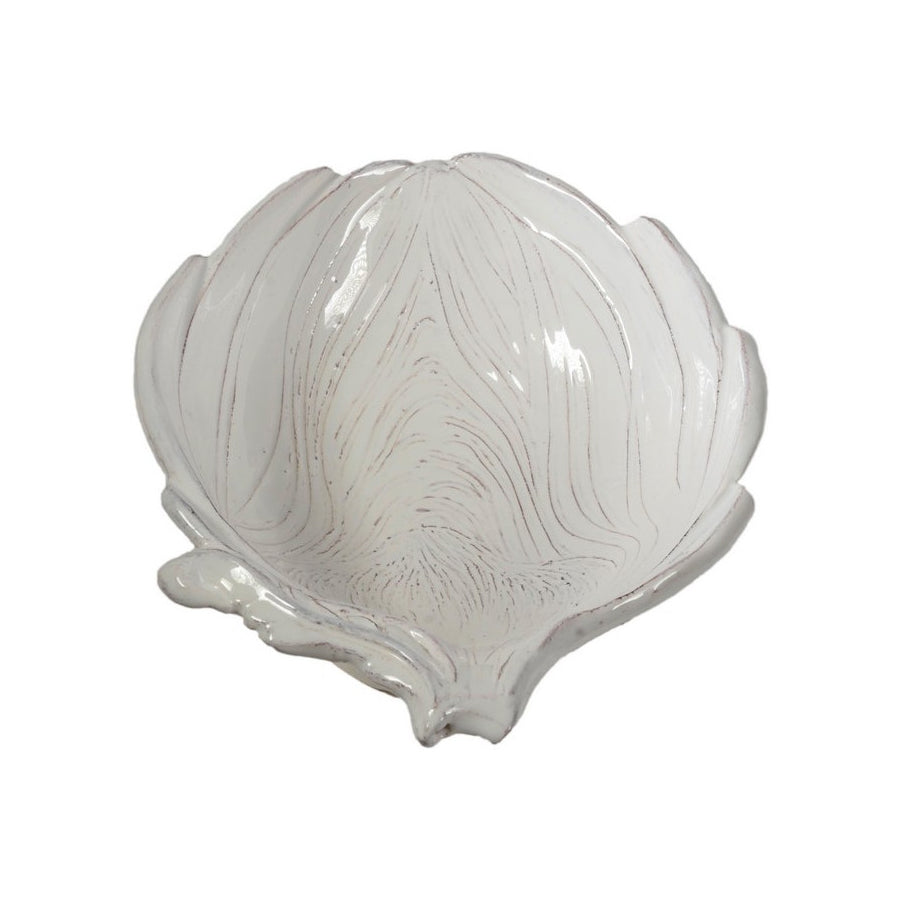 Coupelle en céramique blanche en forme d'artichaut, finitions nervurées