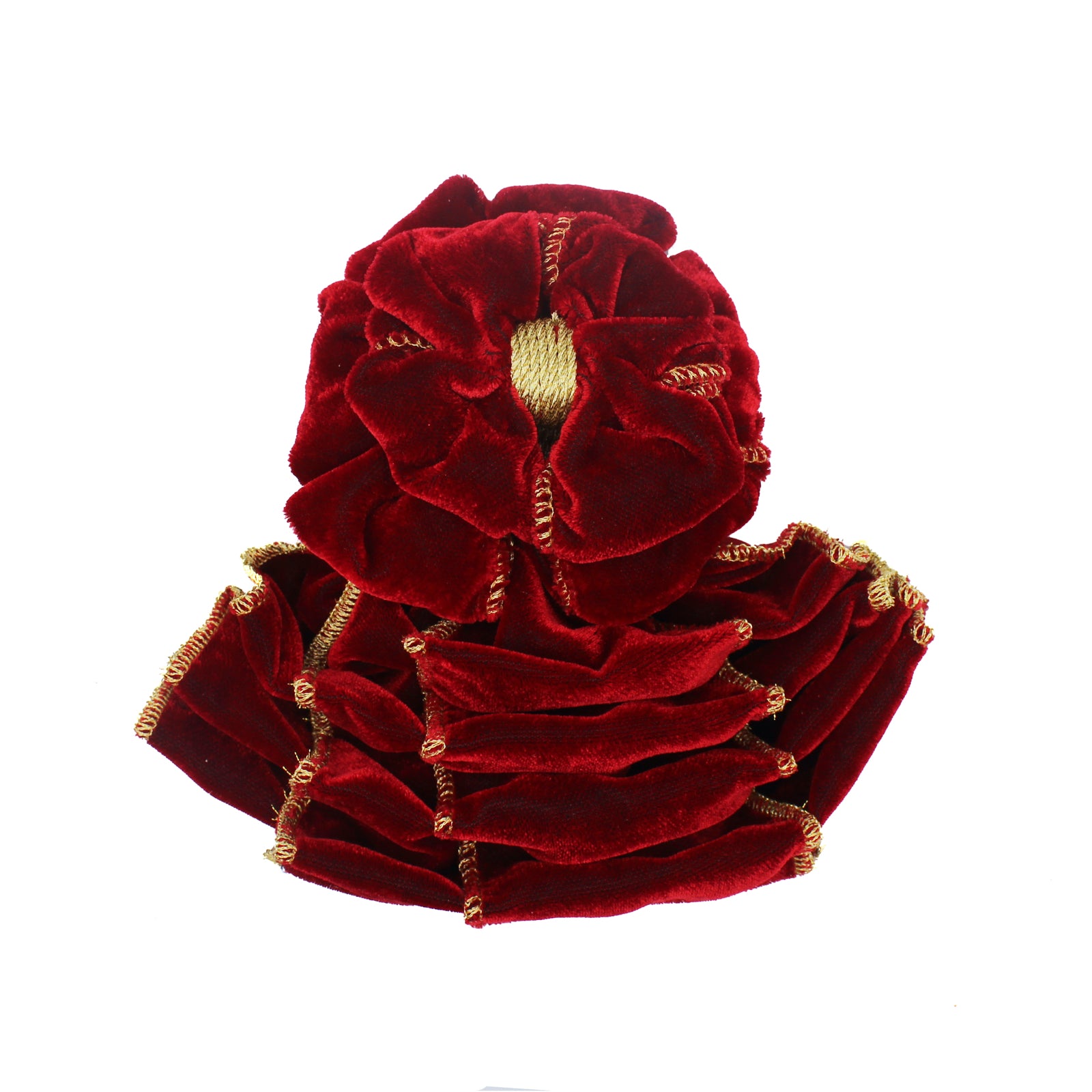 Petit nœud en velours rouge bordé de doré, décor suspendu de Noël