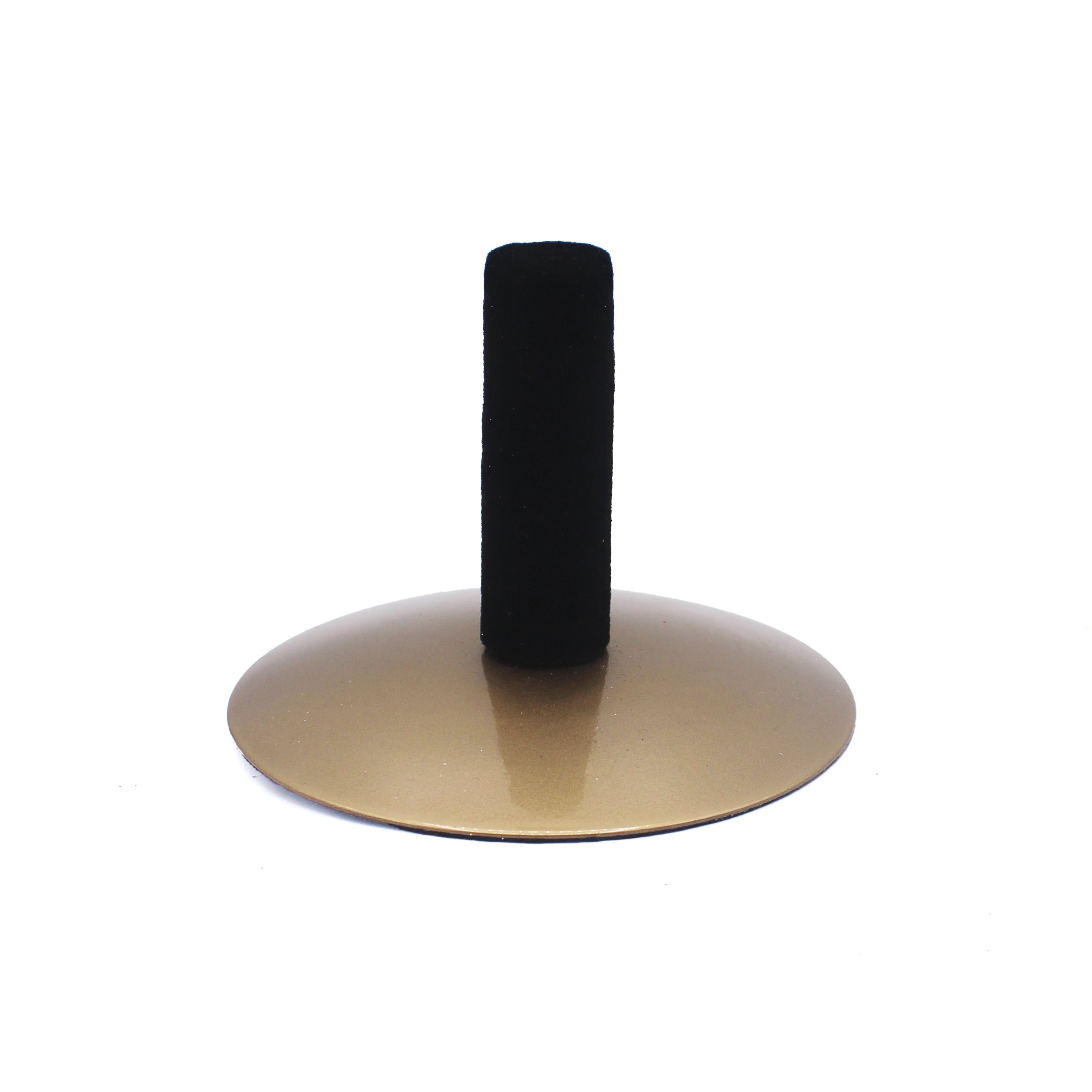 Support brun et noir pour cimier de sapin avec socle rond doré
