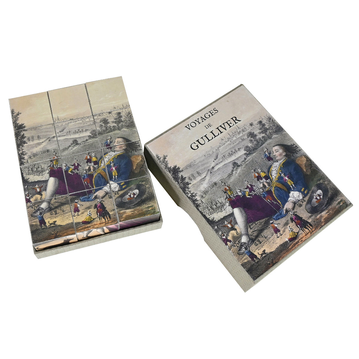 Jeu de cubes en carton multicolore Gulliver avec boîte illustrée et six voyages