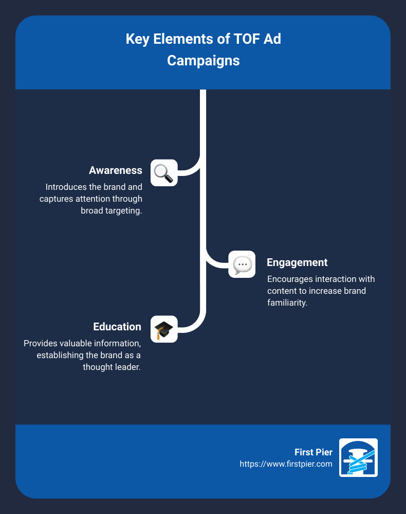 TOF Ad Campaigns Infographic Detailing What, Why, How, and Measurement - Tof ad campaigns infographic infographic-line-3-steps
