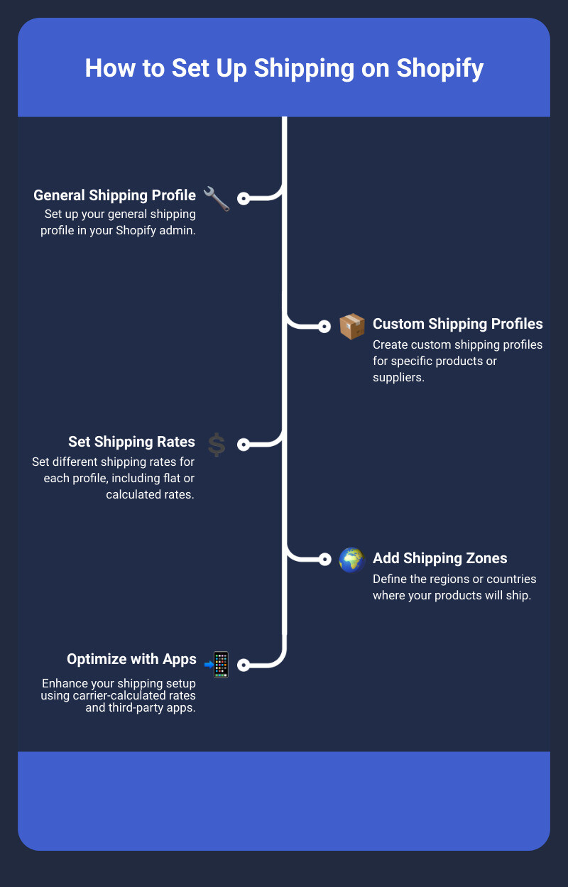 steps to set up shipping on Shopify - how to set up shipping on shopify infographic infographic-line-5-steps