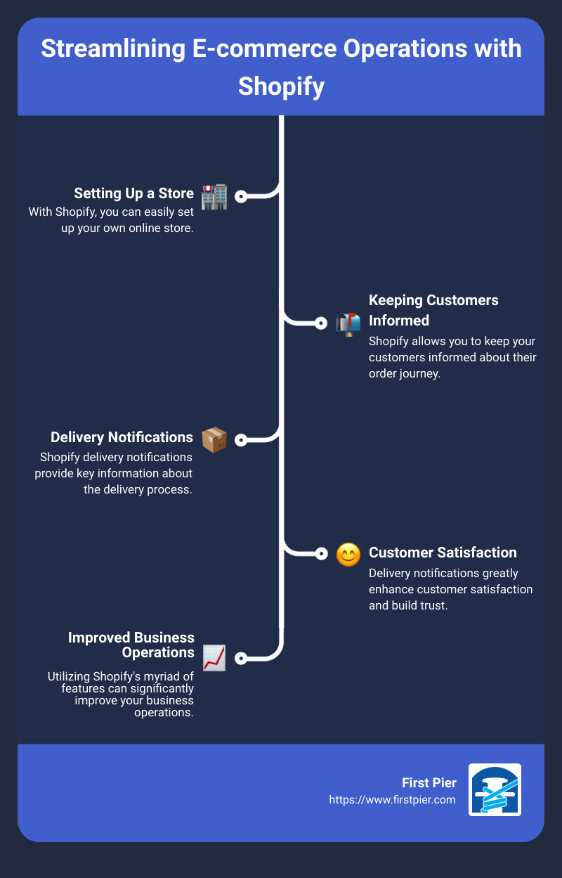 Infographic detailing the steps to set up Shopify delivery notifications - shopify out for delivery notification infographic infographic-line-5-steps