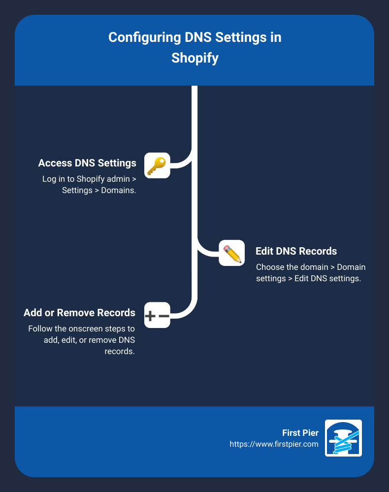 DNS Settings Infographic - dns settings shopify infographic infographic-line-3-steps