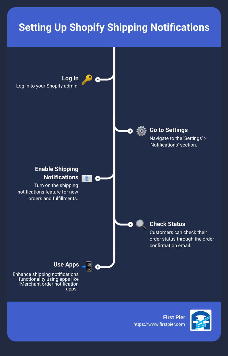 Setting Up Shopify Shipping Notifications - shopify shipping notifications infographic infographic-line-5-steps