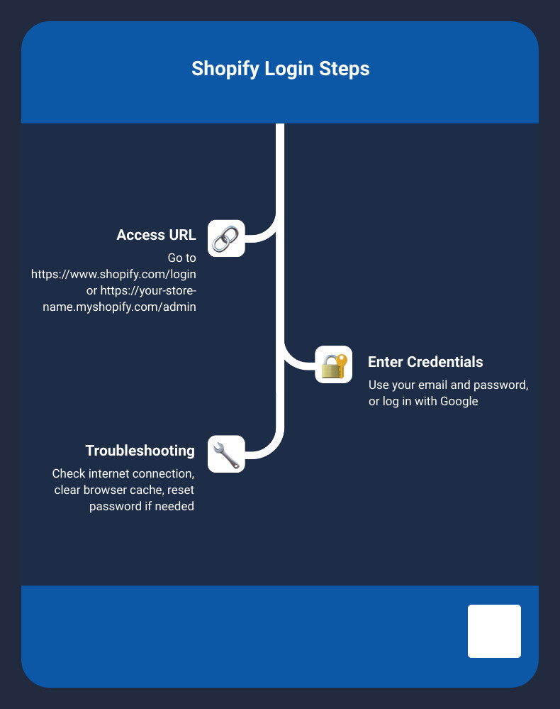 Shopify login steps infographic - shopify login infographic infographic-line-3-steps