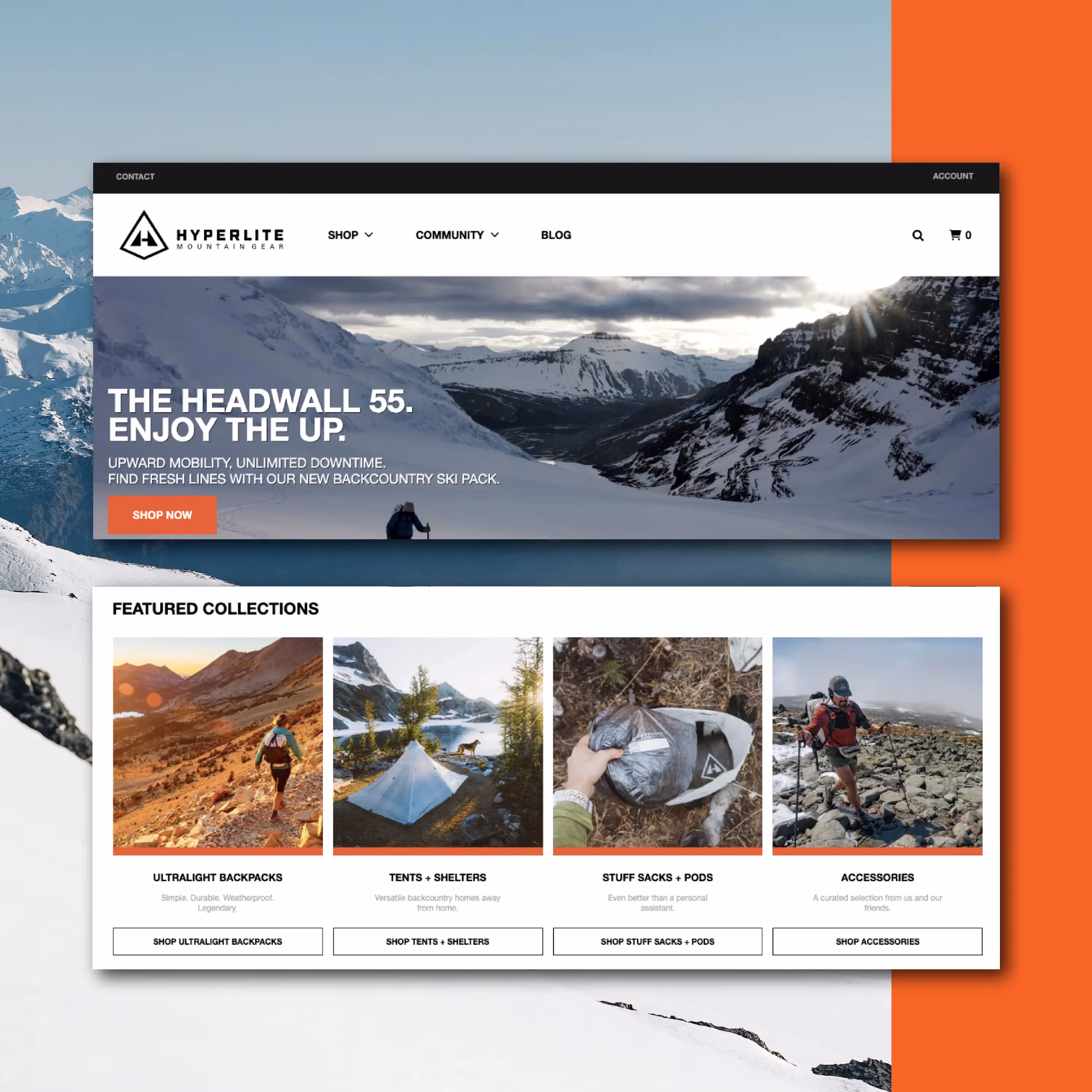 A website design for a mountain climbing company