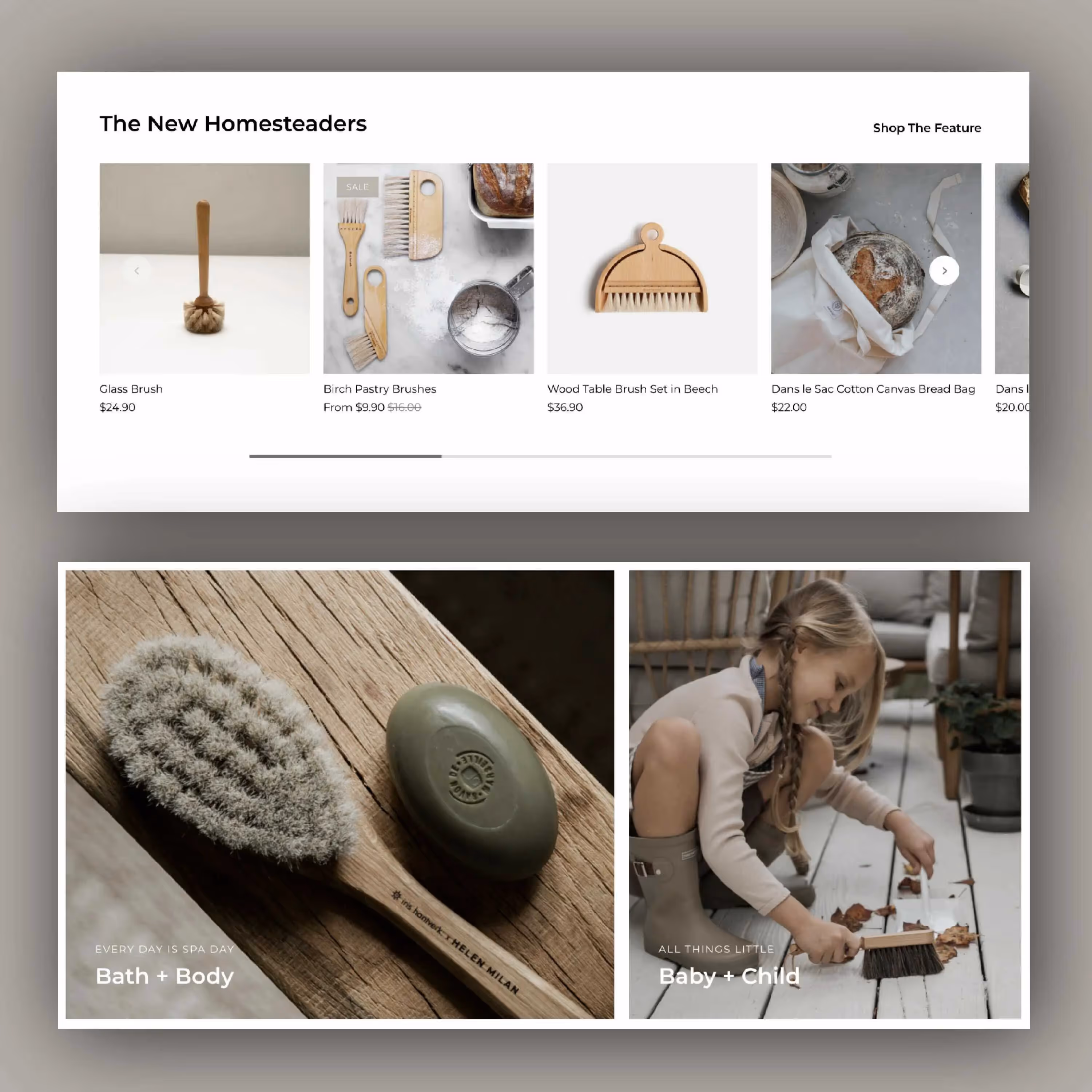 A web page for a new home decor store